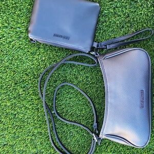 Steve Madden Black Bagata Crossbody And Wristlet.